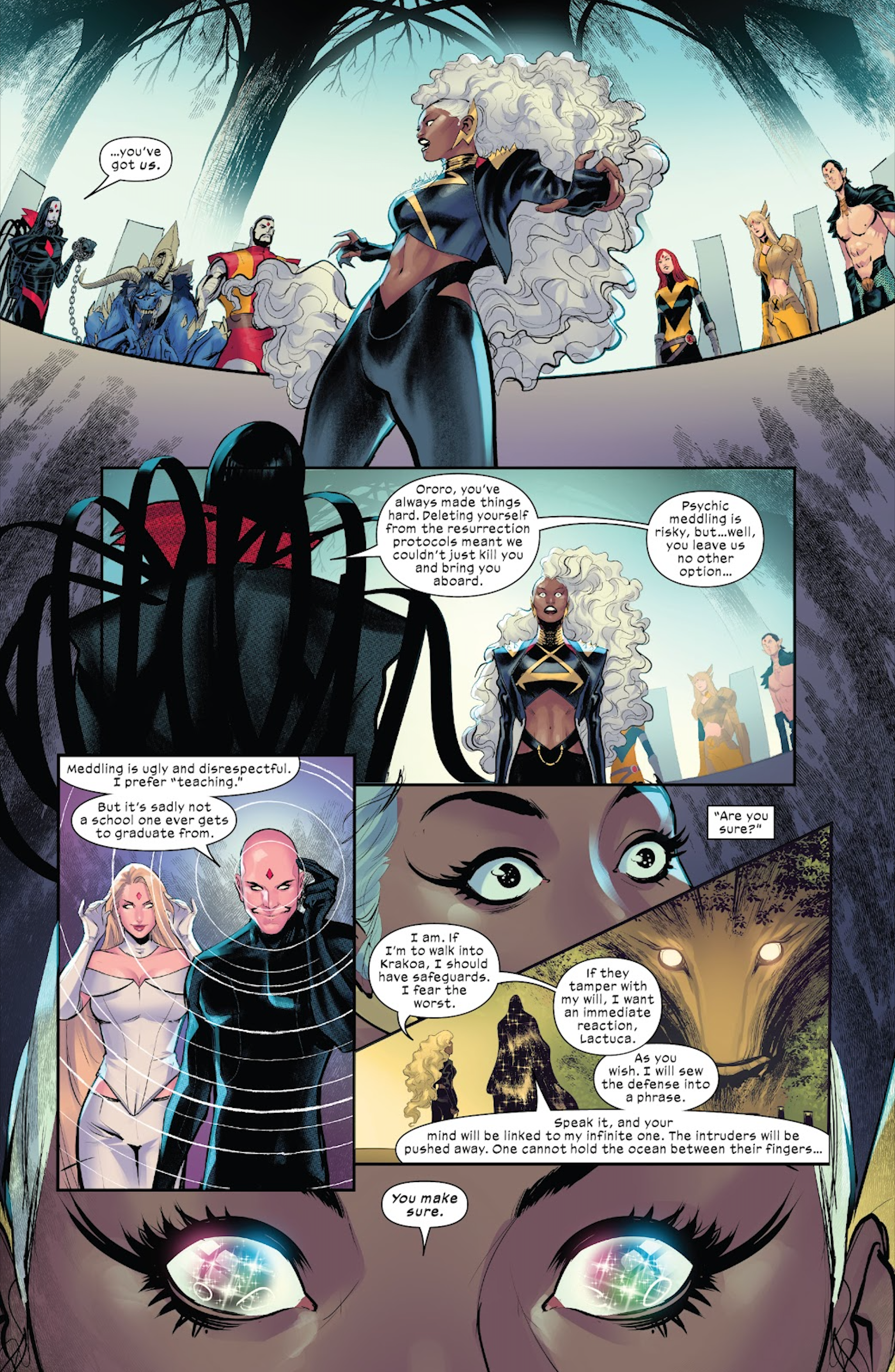 Storm is attacked by Sinister and his X-Men