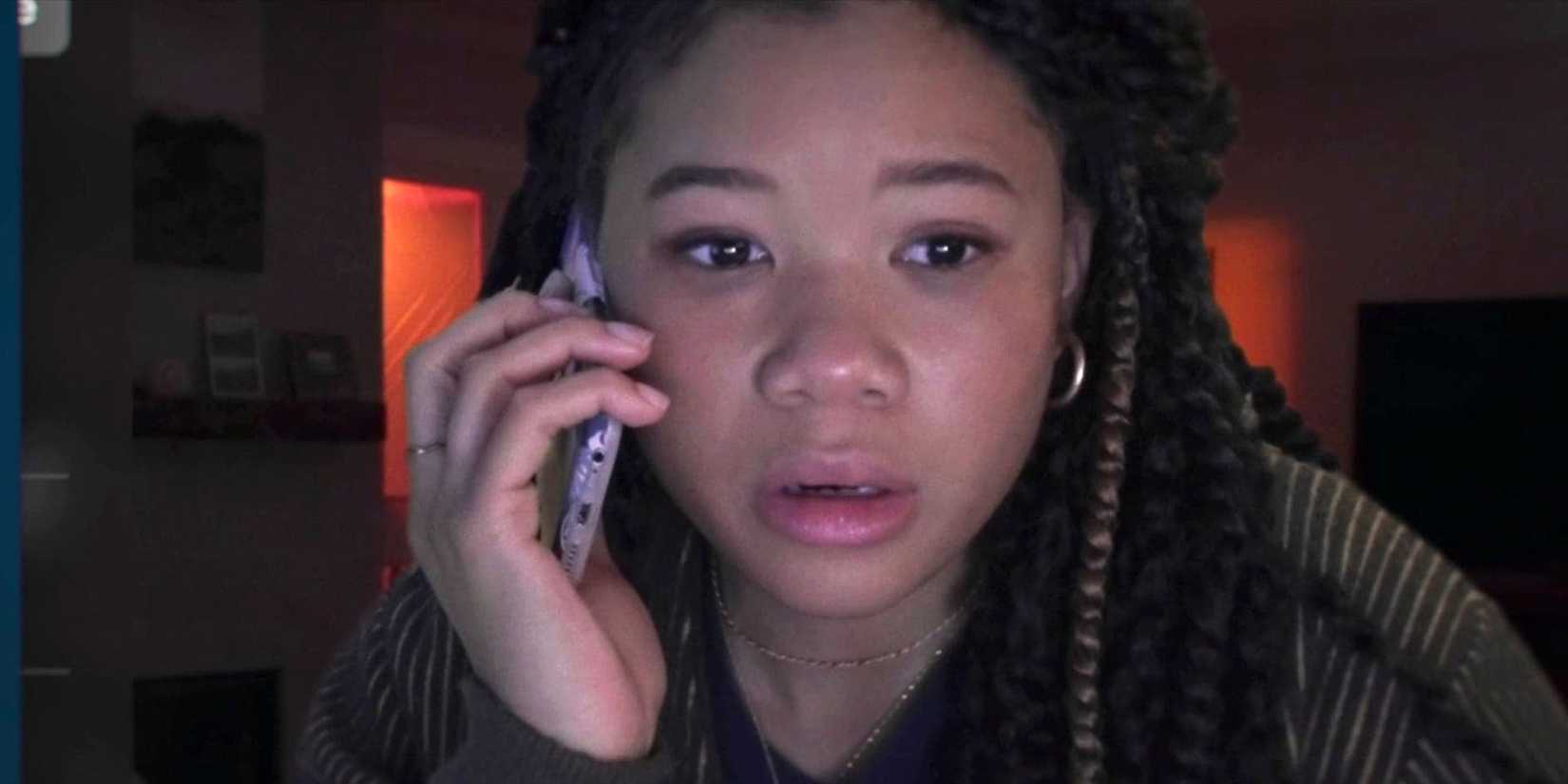Storm Reid on the phone in Missing