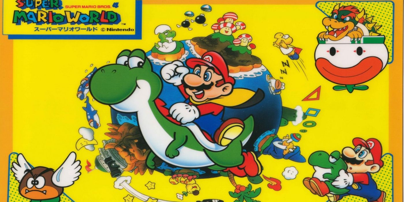 Japanese key art for Super Mario World on the Super Nintendo.