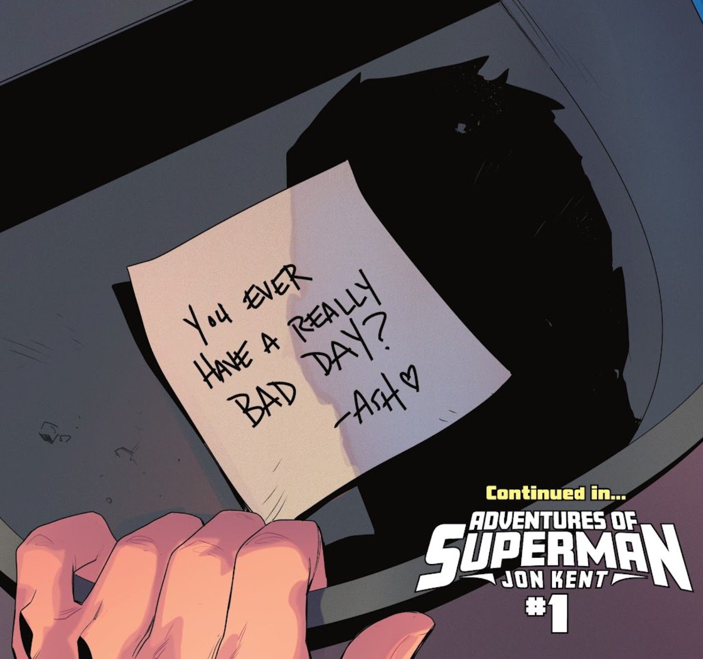 Superman encontra uma nota do novo personagem Ash