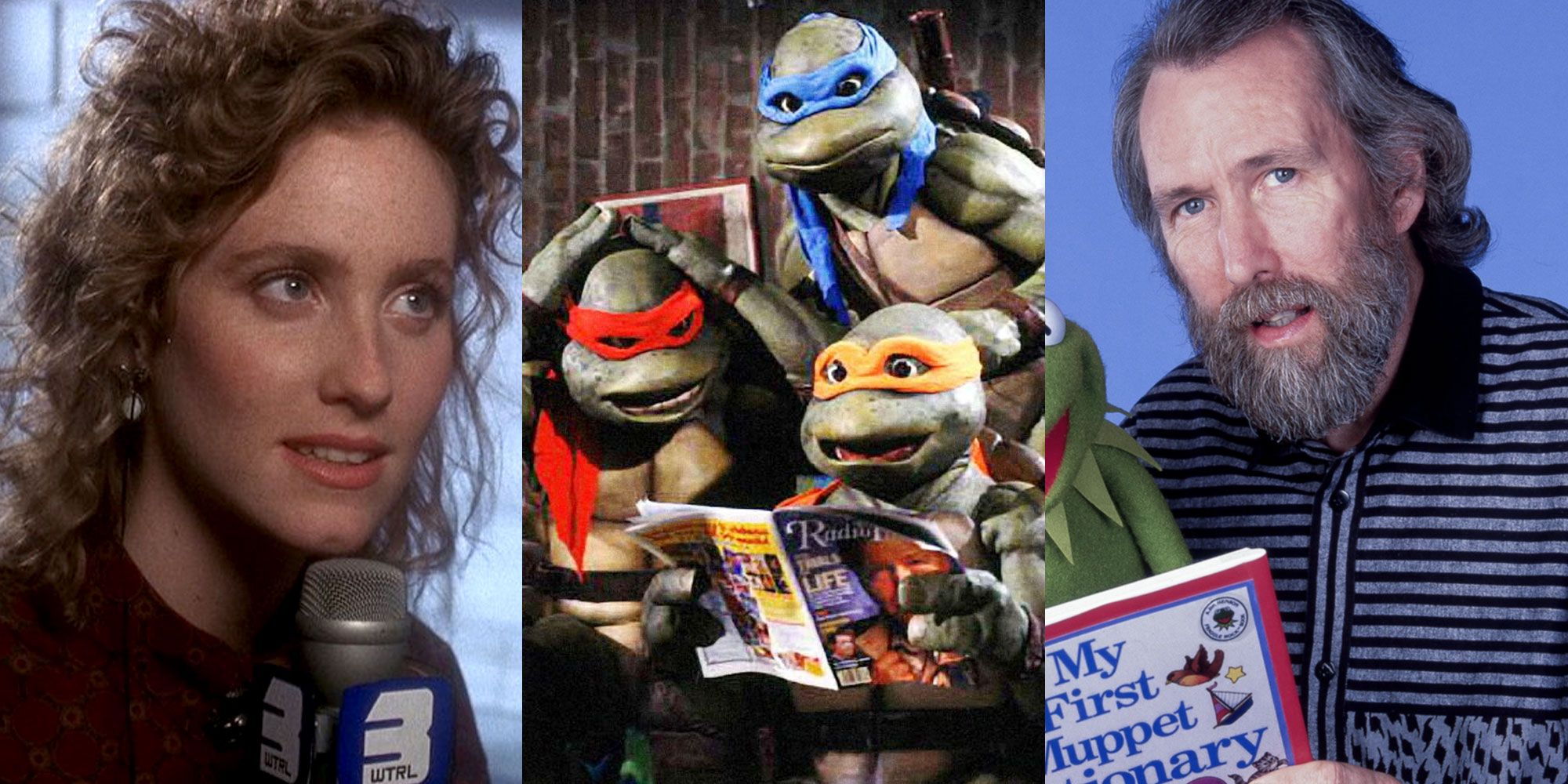 Split image of Judith Hoag, Teenage Mutant Ninja Turtles and Jim Henson