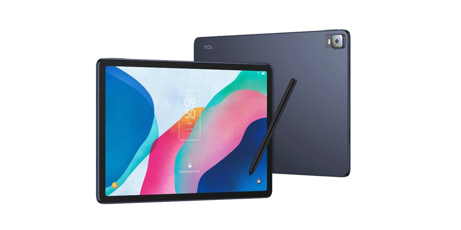 Image showing both sides of the TCL NXTPAPER 12 Pro and its stylus