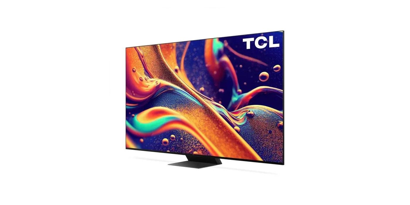A picture of the TCL QM8 smart TV on a white background