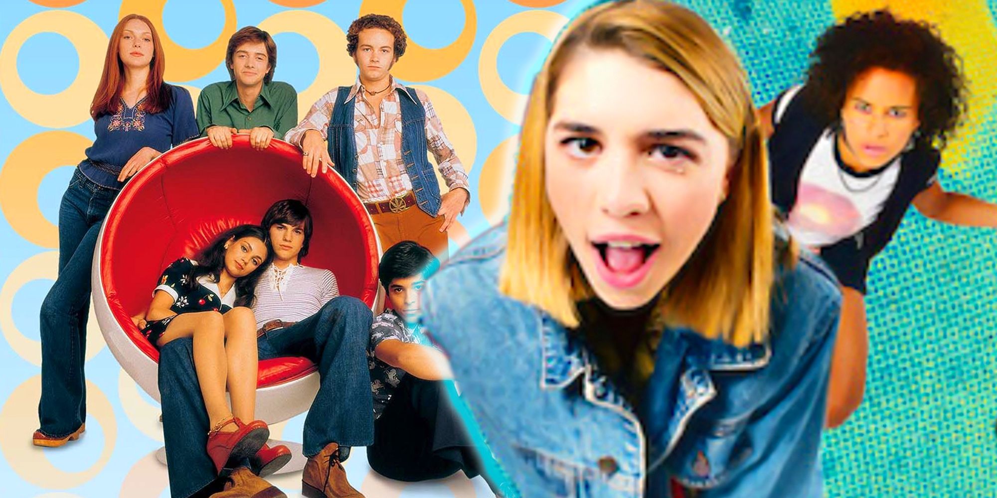 A blended image features the teenagers of That 70s Show and That 90s Show
