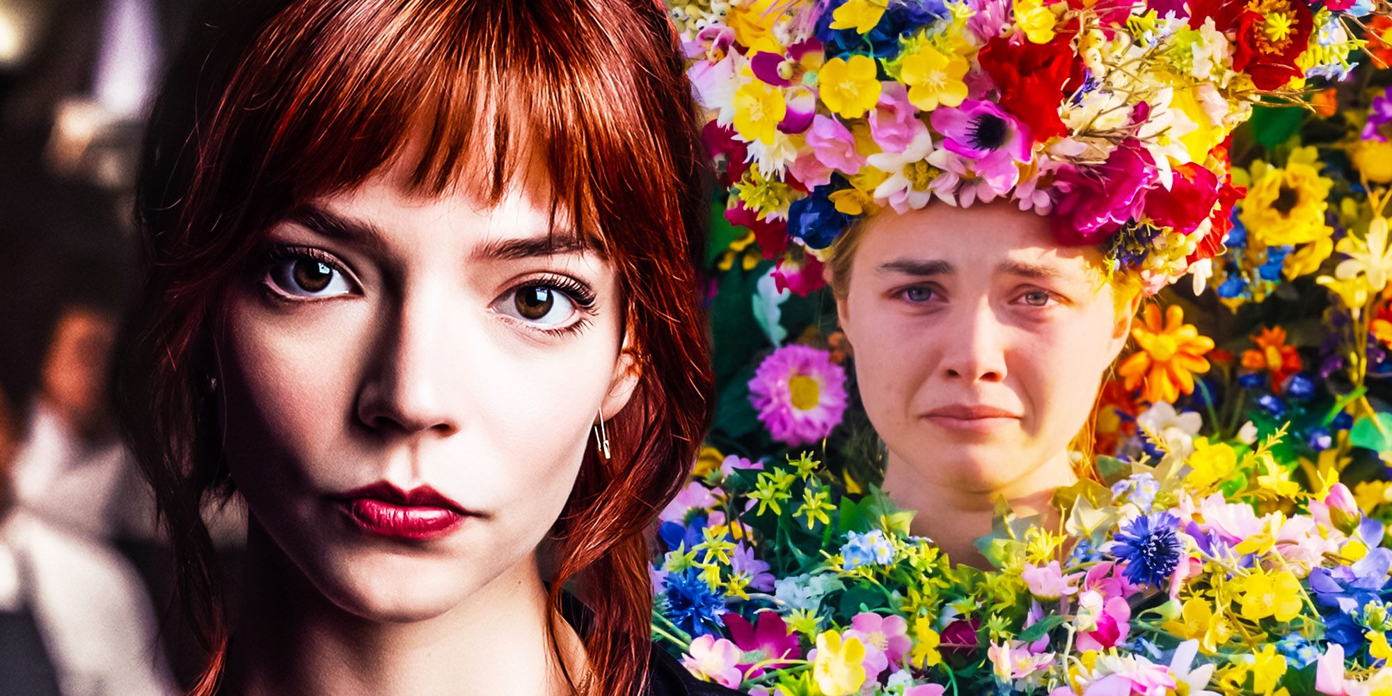 Anya Taylor-Joy as Margot in The Menu and Florence Pugh as Dani in Midsommar