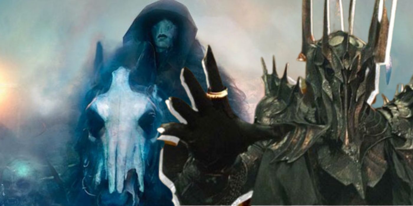 O Mydraal cavalgando em Wheel of Time e Sauron levantando um had em O Senhor dos Anéis