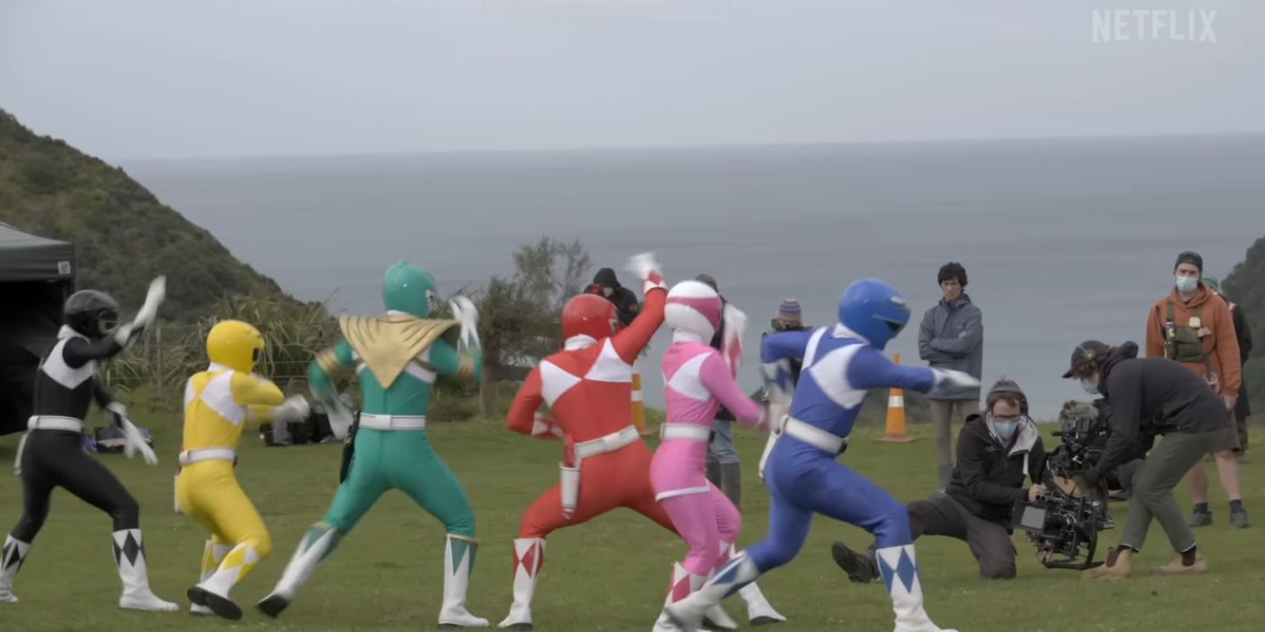 The Power Rangers fight in Netflix's Mighty Morphin Power Rangers Once & Always special