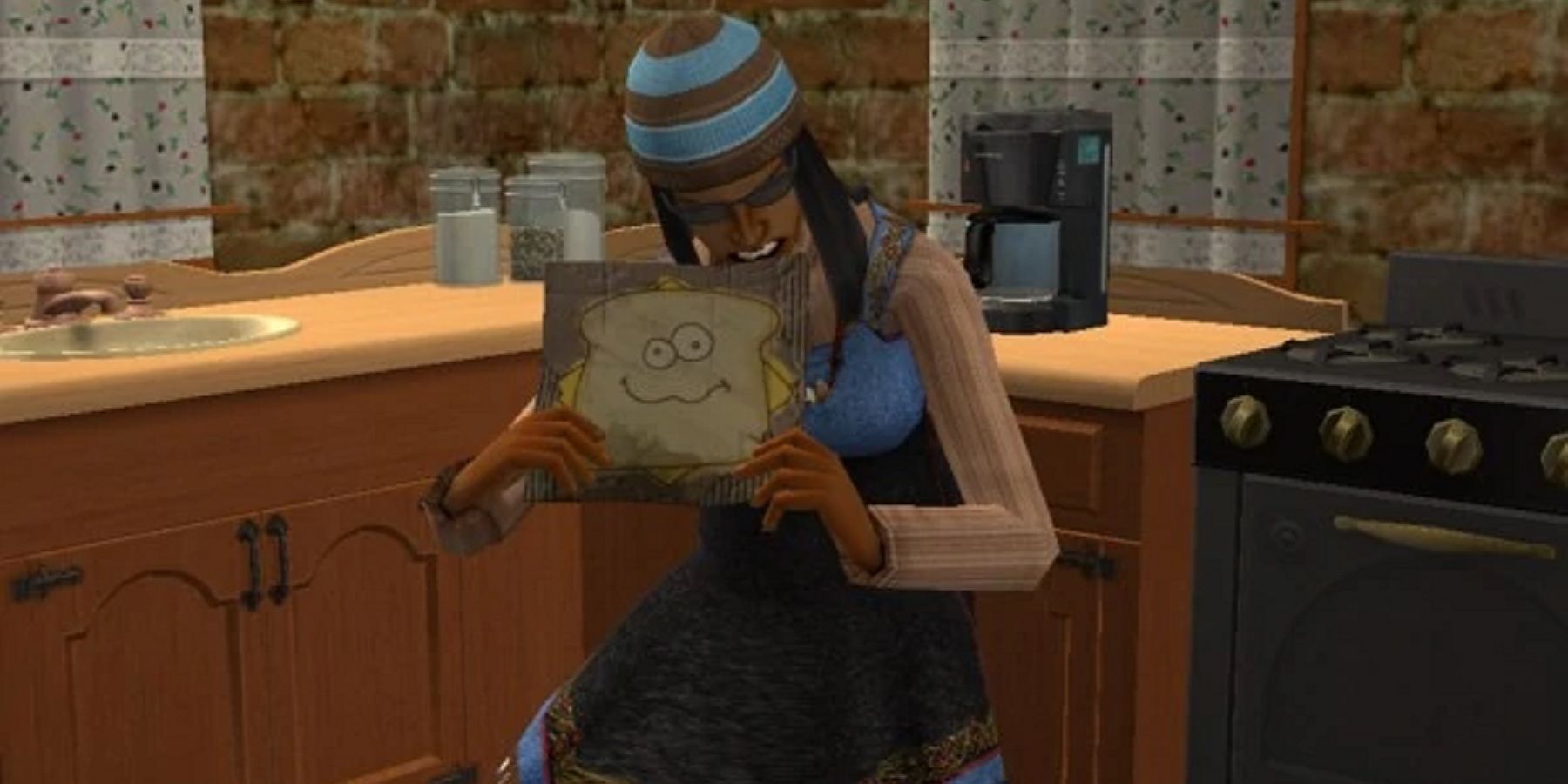 A Sim with aspiration desperation for the Grilled Cheese aspiration The Sims 2
