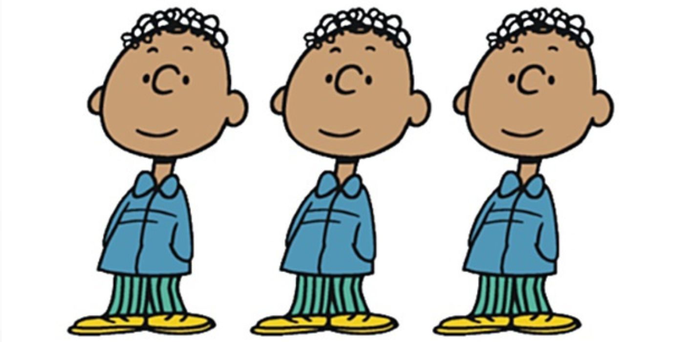 Three images of Franklin from the Peanuts