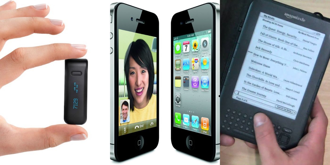 Three split images of gadgets from 2010