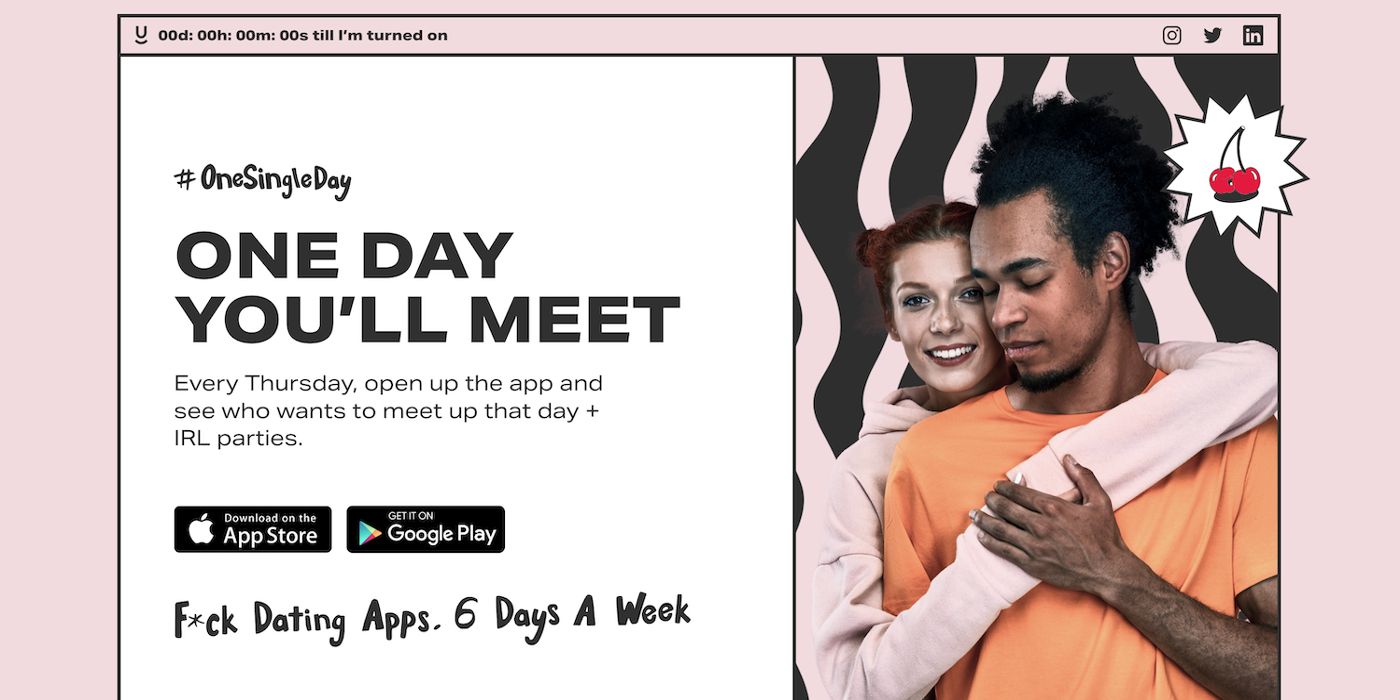 A Thursday dating app ad is displayed