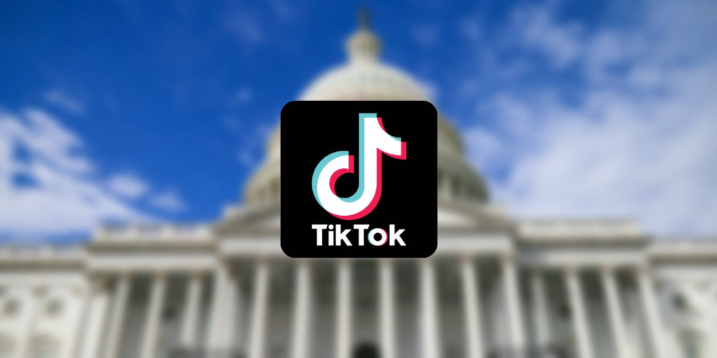 TikTok logo superimposed on a blurred U.S. Capitol building