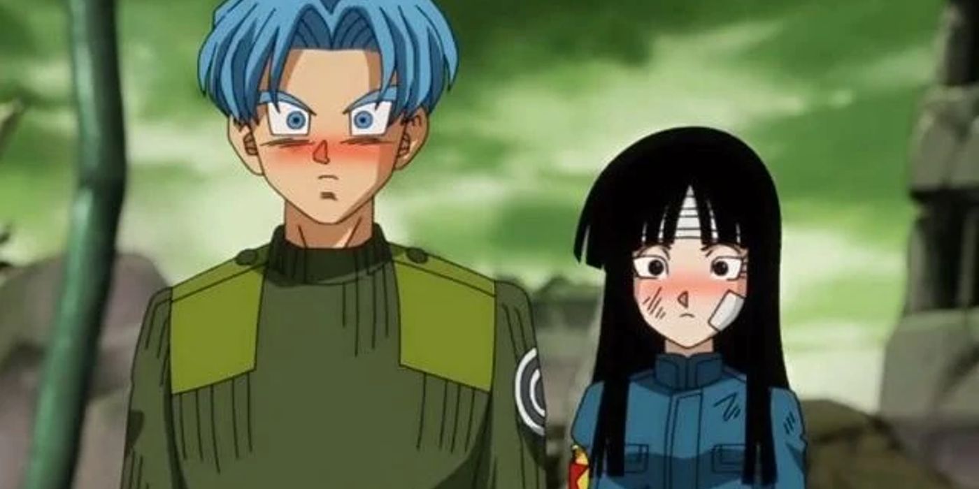 Trunks and Mai being embarassed in Dragon Ball super.