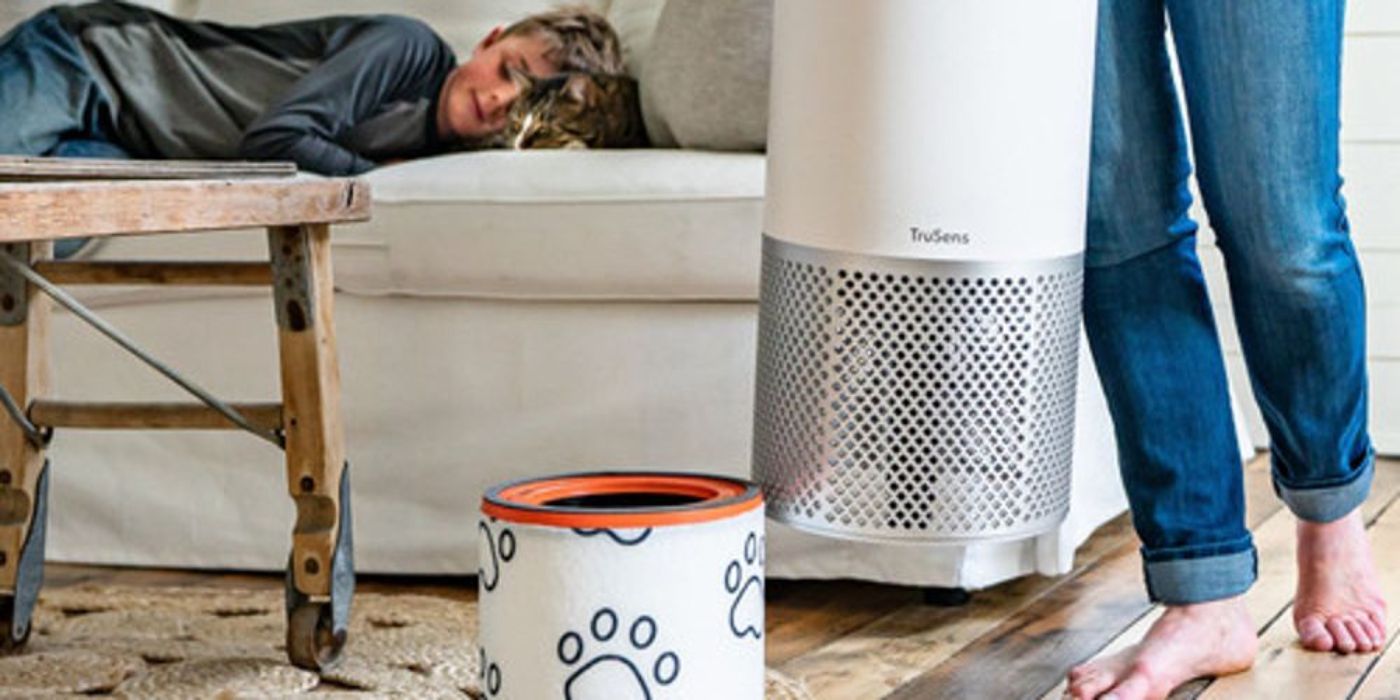 TruSens air purifier and pet filter visible