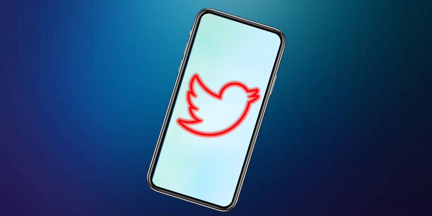 Twitter logo on smartphone with blue gradient background