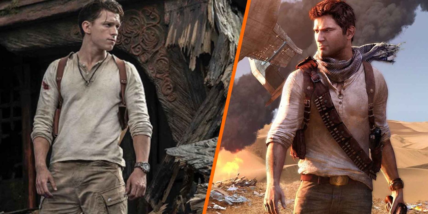 Tom Holland and Nathan Drake pose side by side