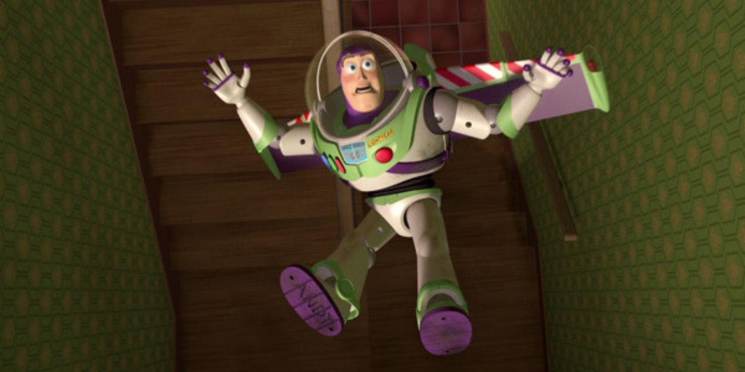 Buzz não consegue voar em Toy Story