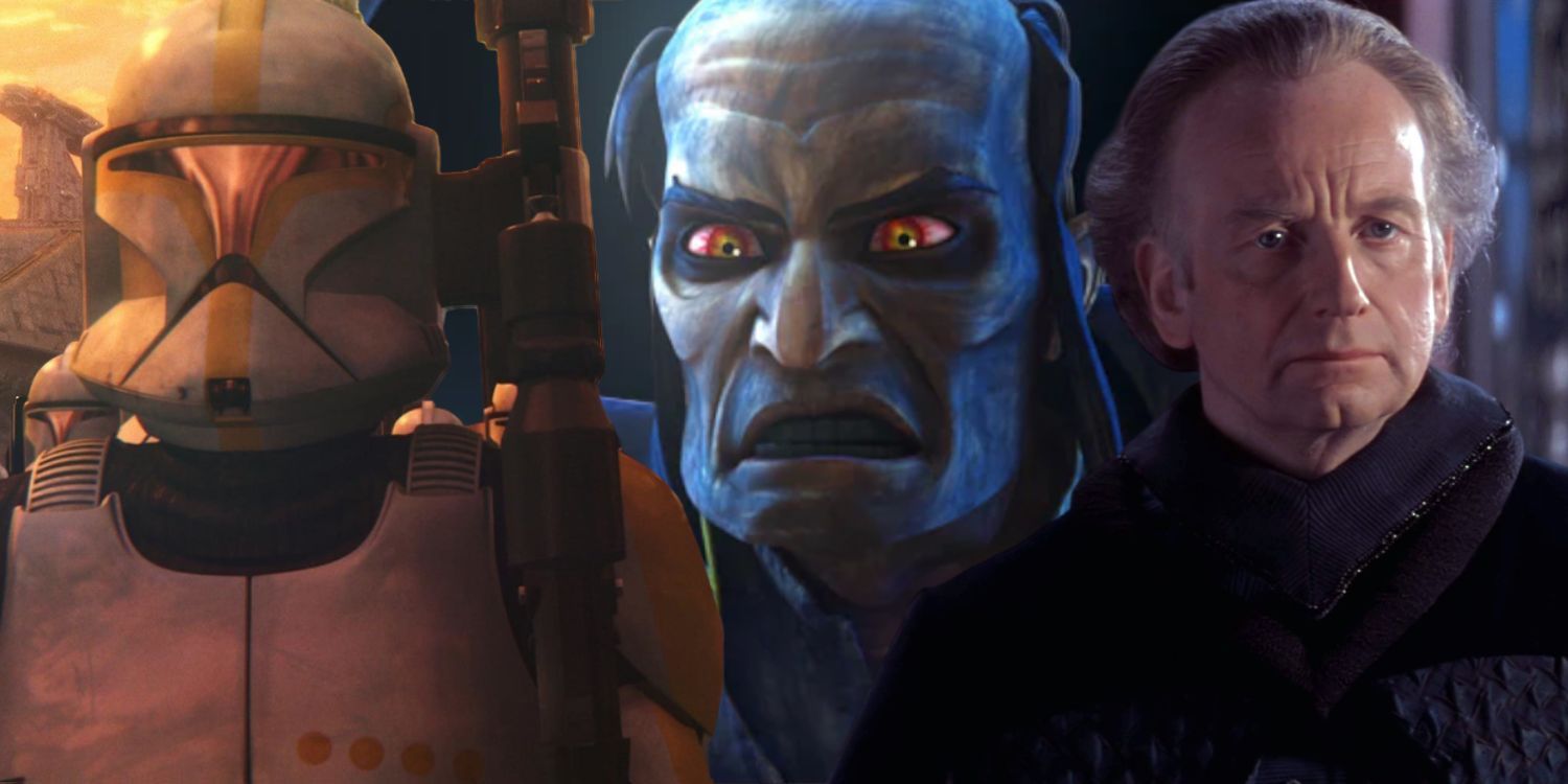 The Clones from Attack of the Clones, Master Sifo-Dyas in The Clones Wars, and Chancellor Palpatine from The Phantom Menace