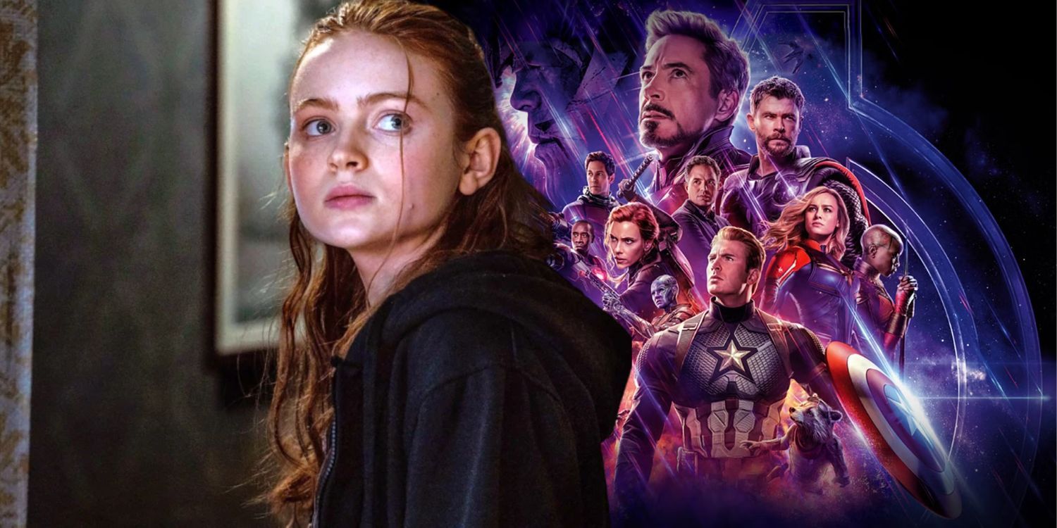 Split Image of Sadie Sink in The Whale and Avengers Endgame Poster