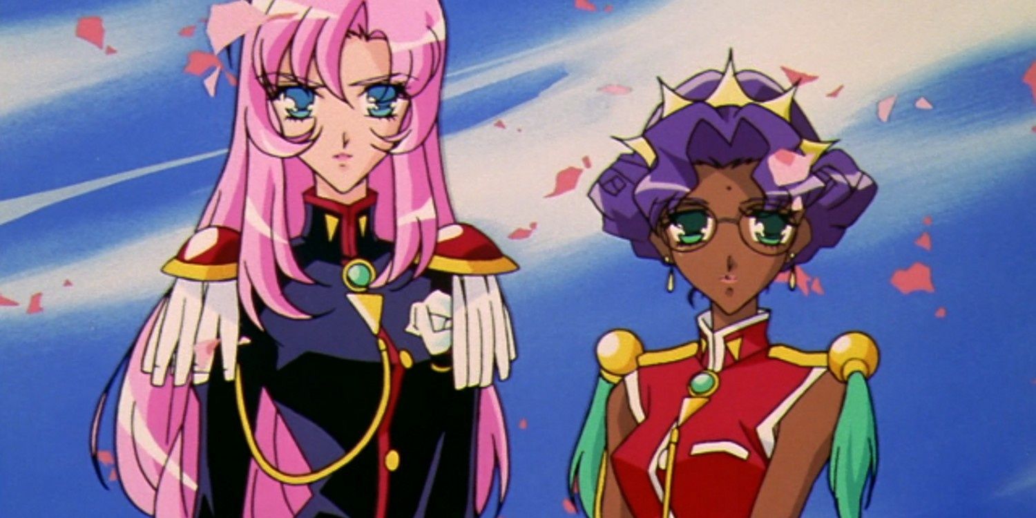 Utena Tenjou and Anthy Himemiya standing next to each other in Revolutionary Girl Utena.