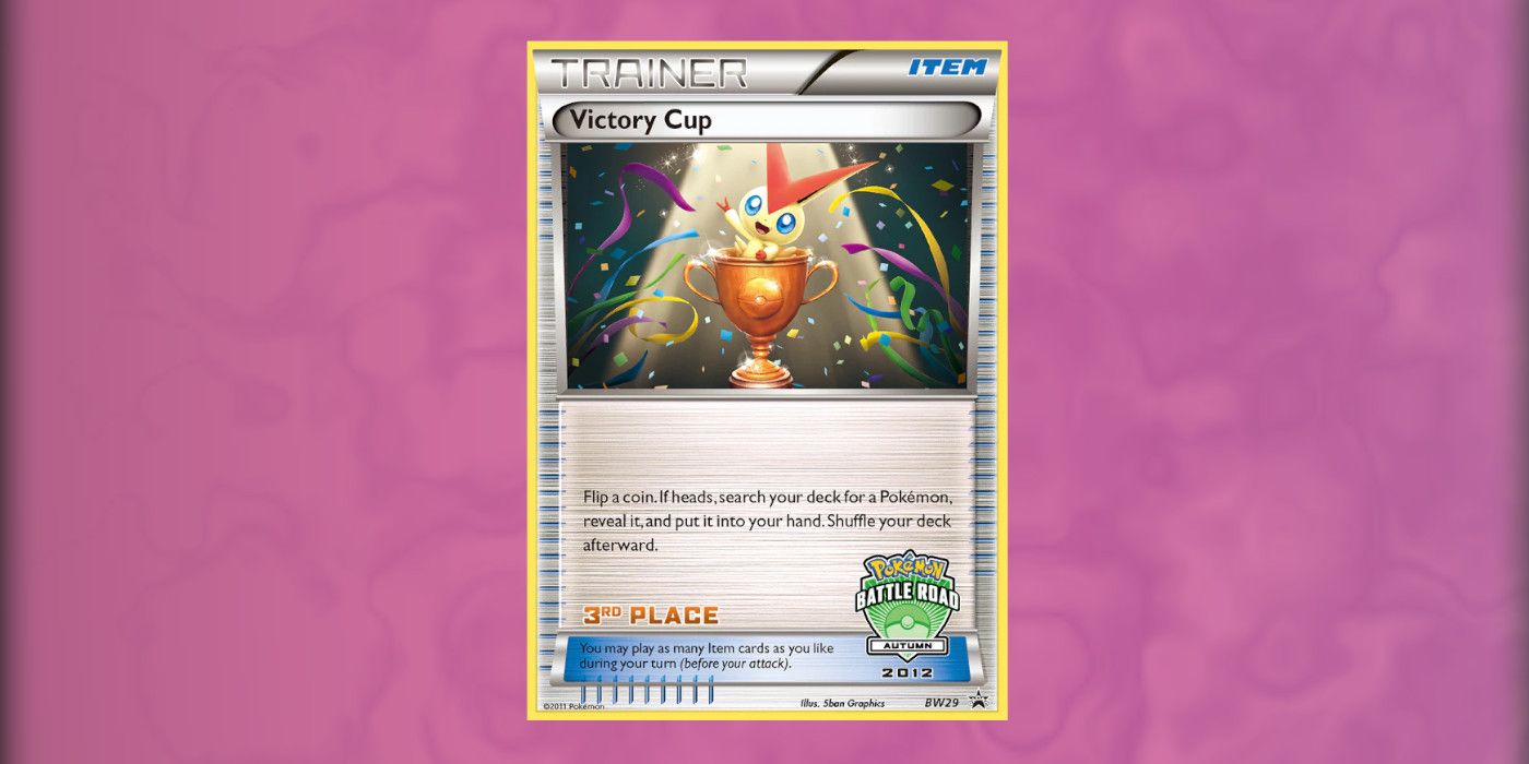 A Black Star Promo card of a Victini in a Victory Cup from the Pokémon Trading Card Game.