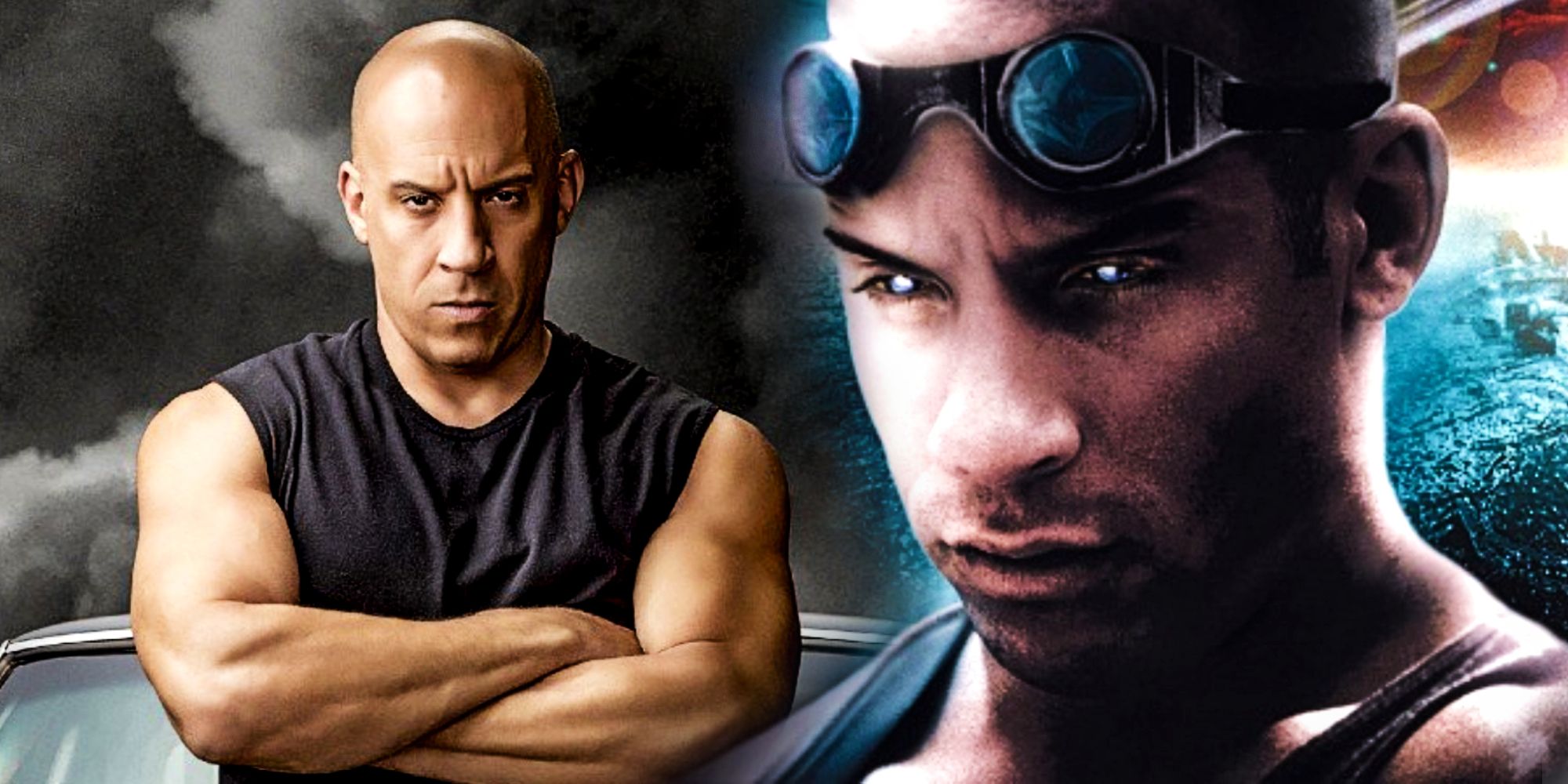 Vin Diesel as Dominic Toretto in Fast & Furious and Riddick in Pitch Black