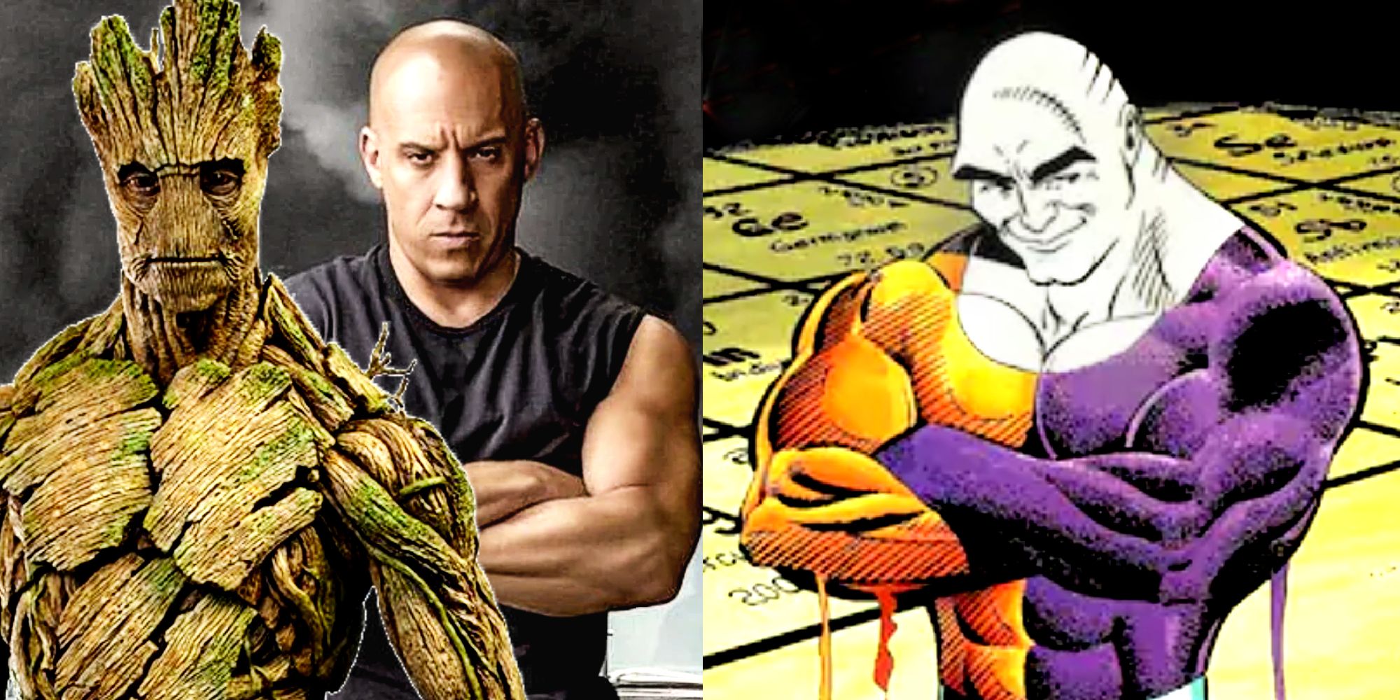 Vin Diesel as Groot in the MCU and Metamorpho in DC