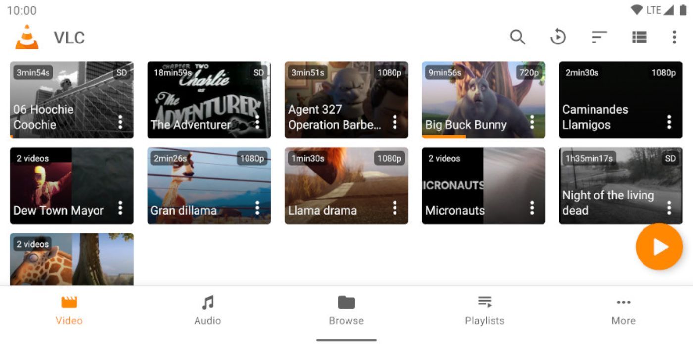 VLC media player app interface