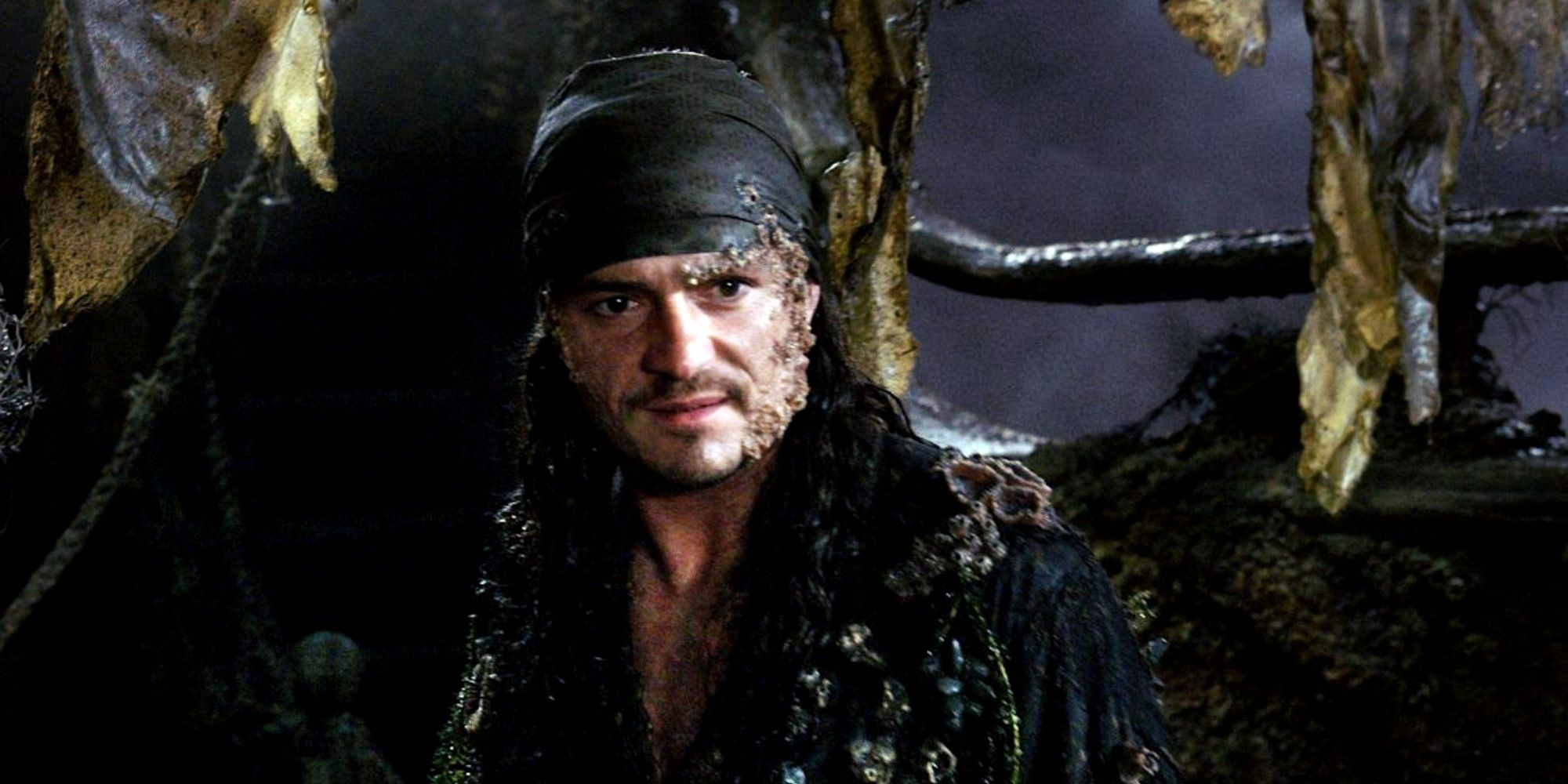 Will Turner covered in barnacles on the Flying Dutchman in Pirates of the Caribbean