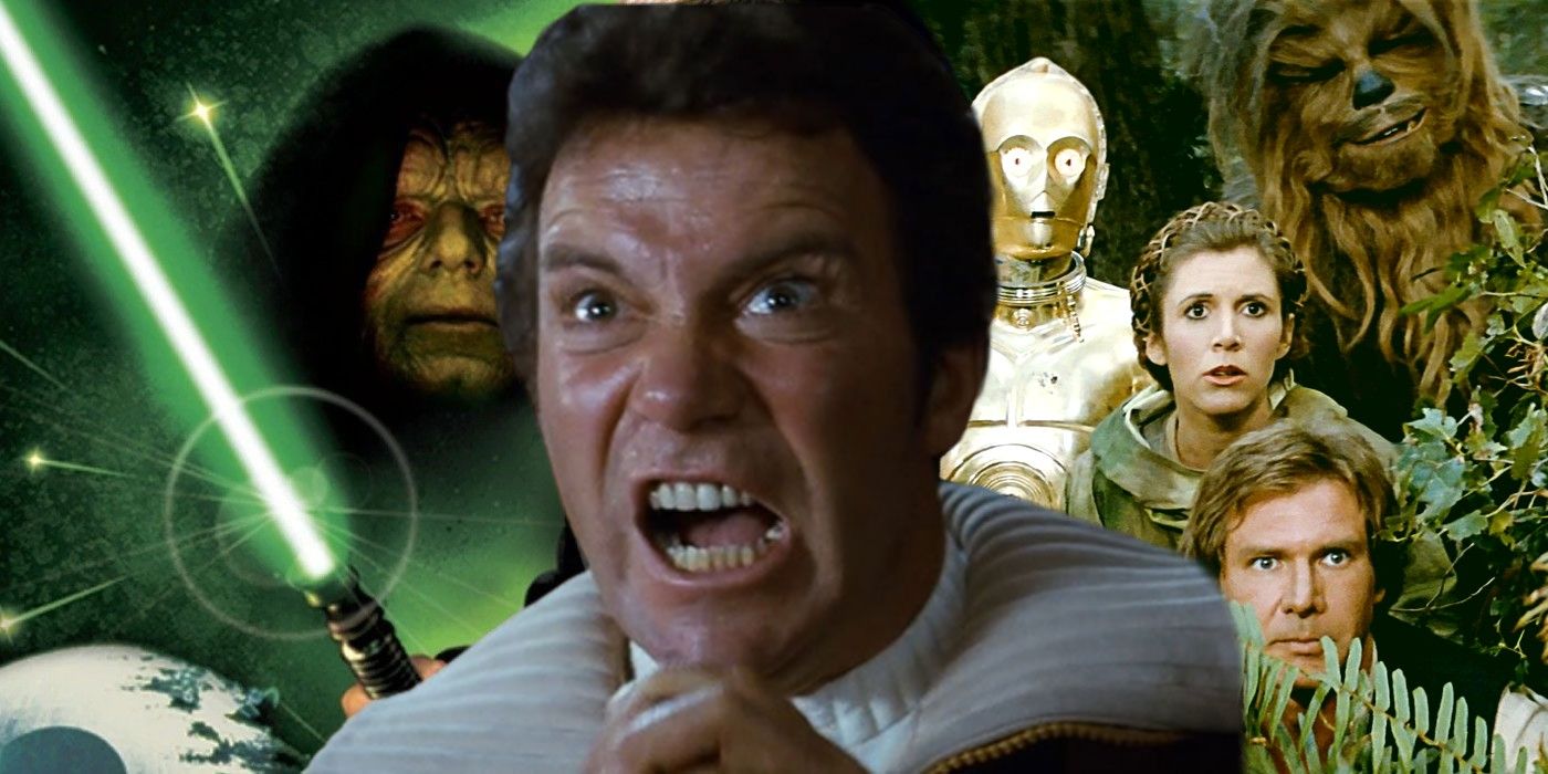 William Shatner as Captain Kirk in Star Trek 2 and Return of the Jedi