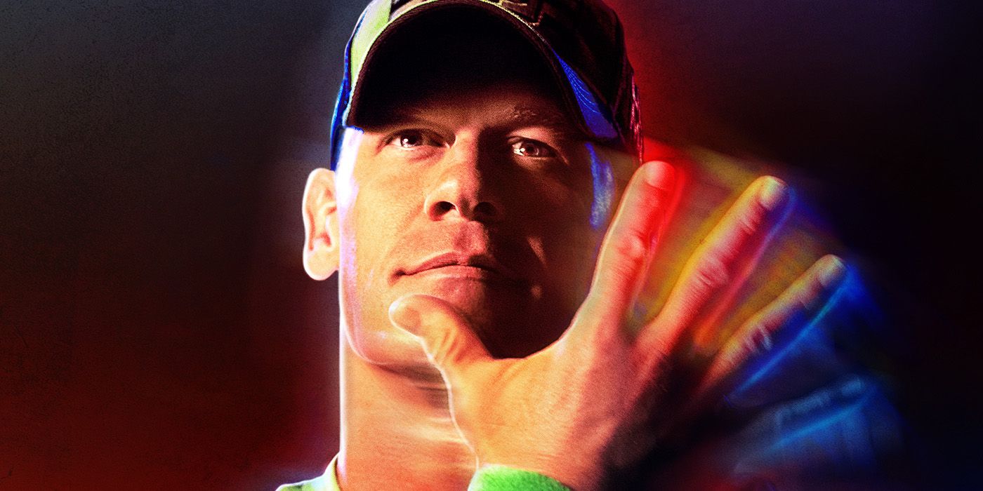 Cover art for WWE 2K23, featuring John Cena with his iconic "you can't see me" pose.