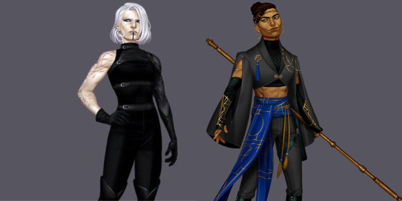 Side by side character art of Beau and Yasha from the Mighty Nein Reunited