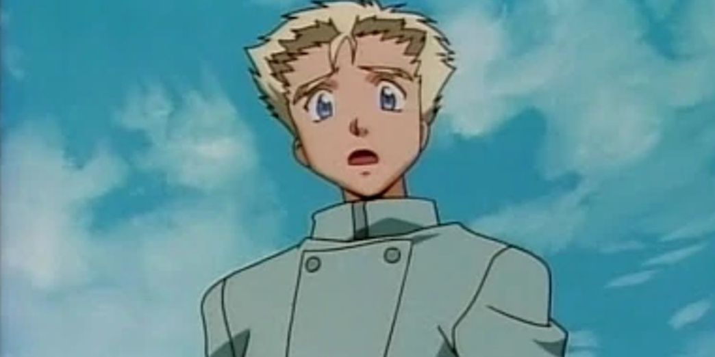 Um jovem Knives Millions parecendo confuso em Trigun.