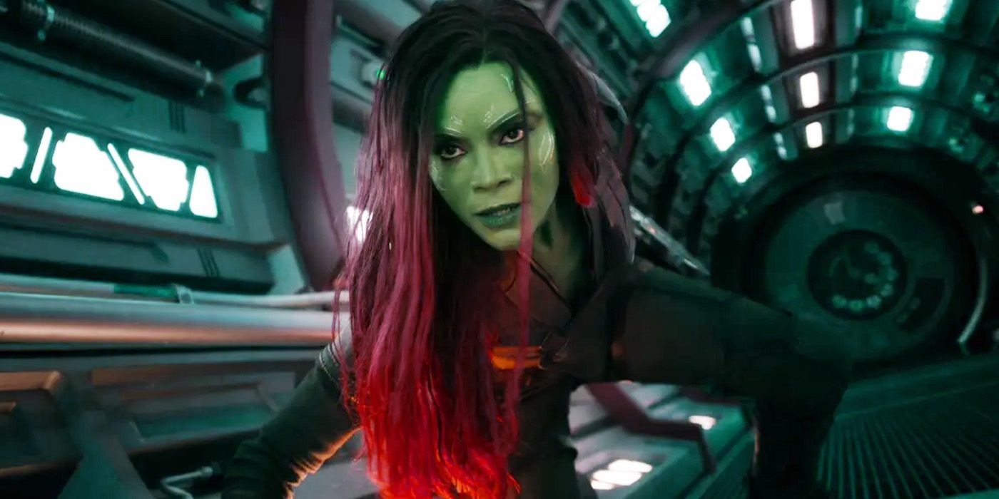 Zoe Saldana as Gamora in Guardians of the Galaxy. vol 3