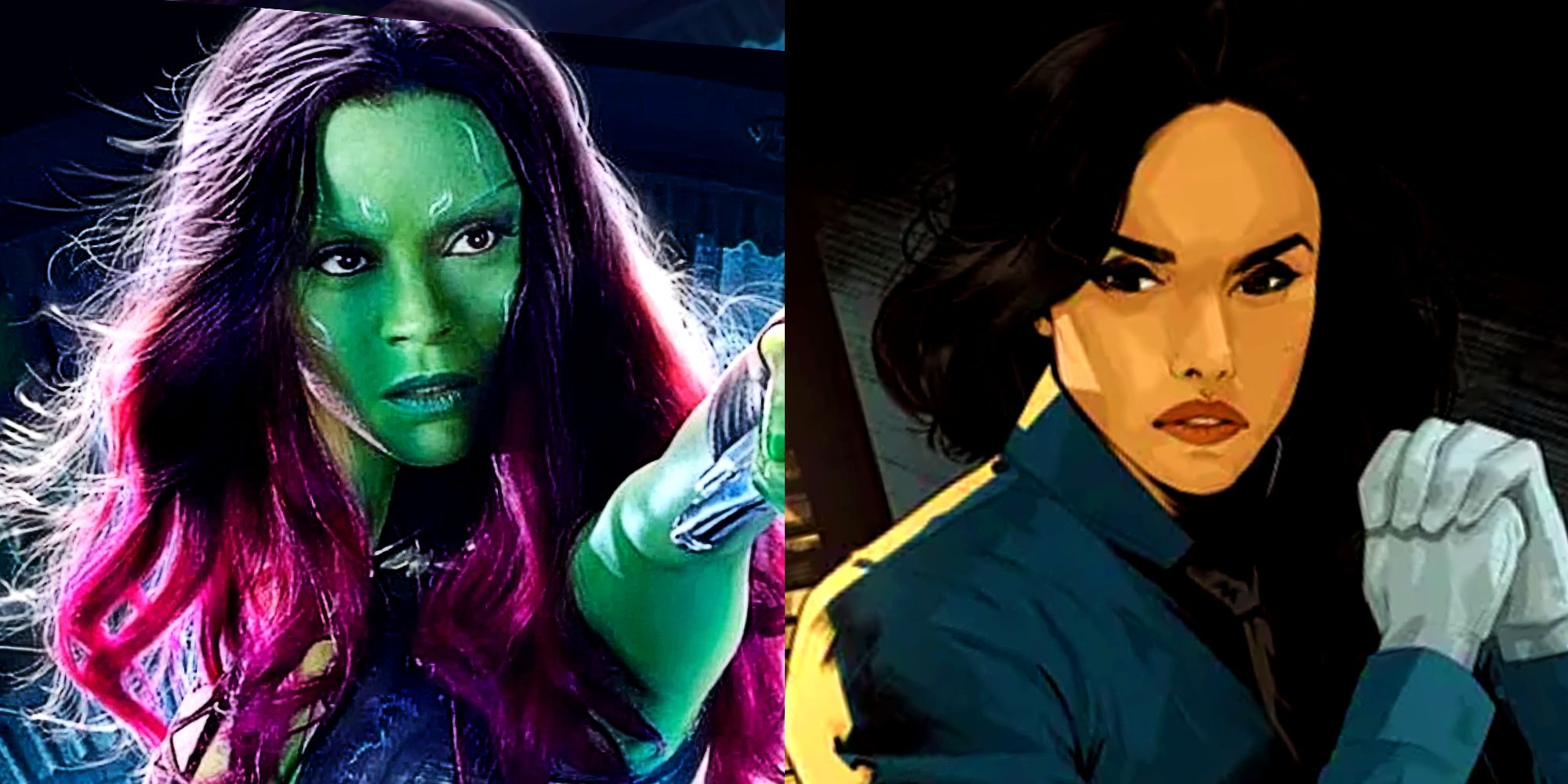 Zoe Saldana as Gamora In The MCU and Renee Montoya in DC