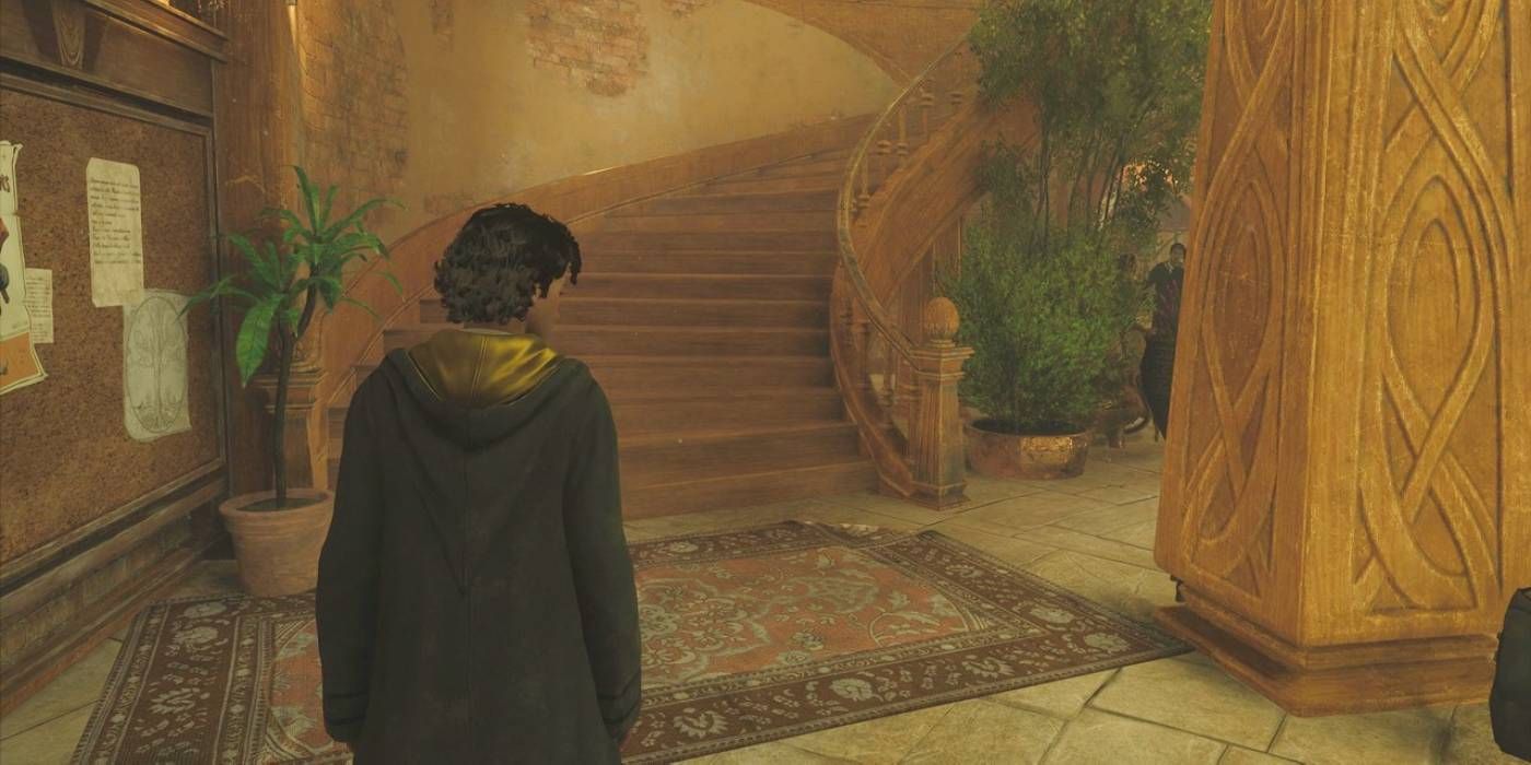 Hogwarts Legacy Hufflepuff Stairs in Dormitory Room that Block Male Players from Reaching Second Floor through Magic Transformation