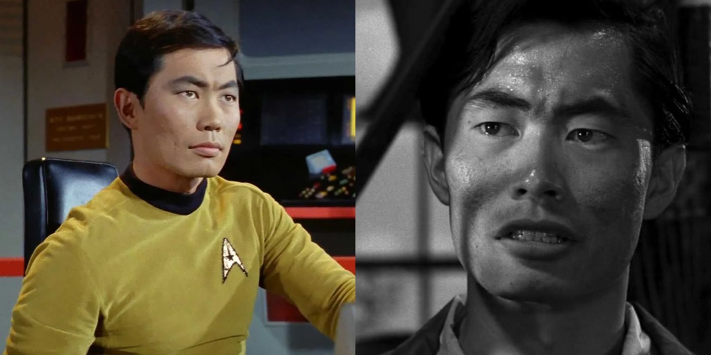 A split image of George Takei in Star Trek and Twilight Zone