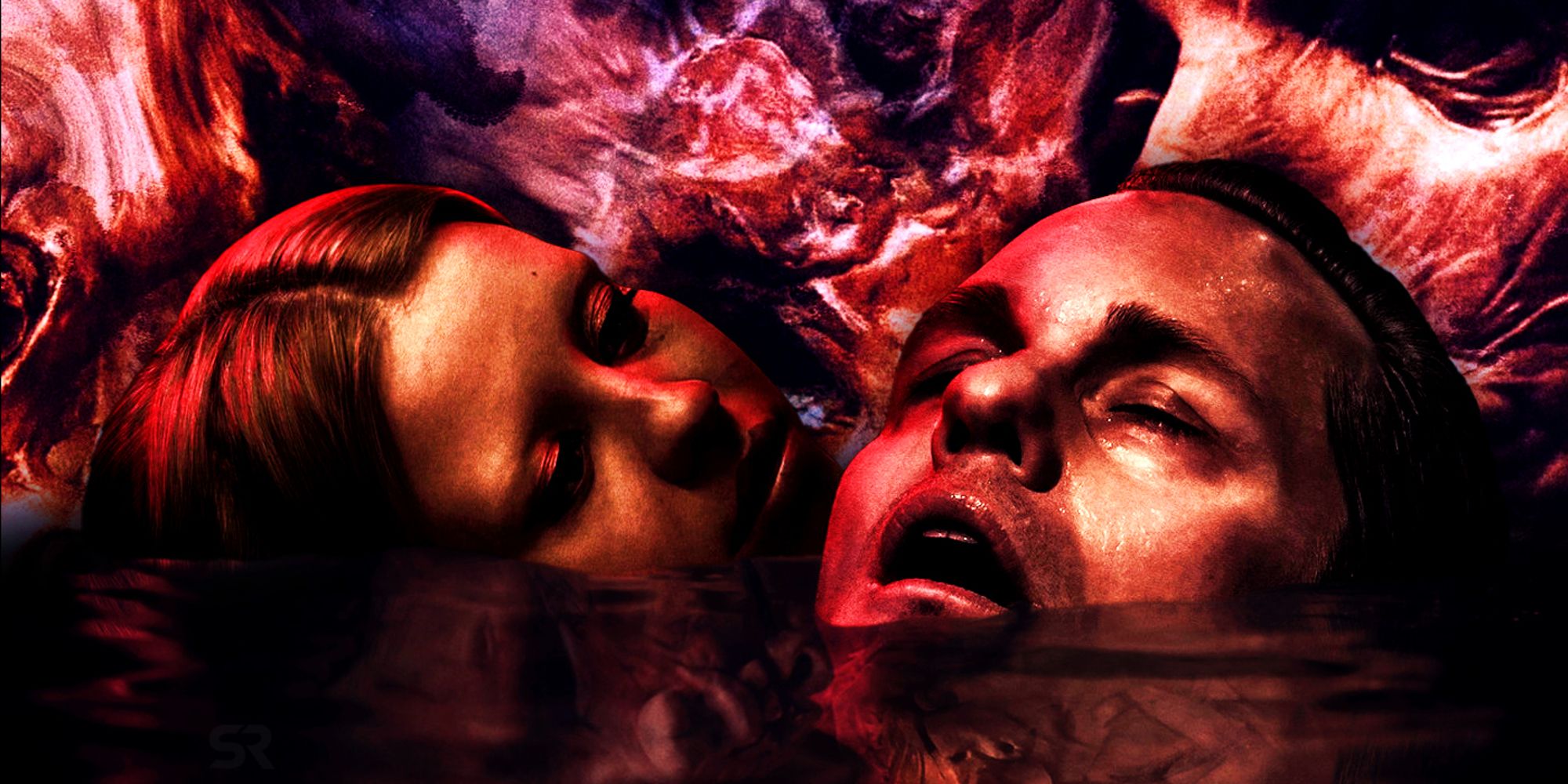 Alexander Skarsgard e Mia Goth em Piscina Infinita