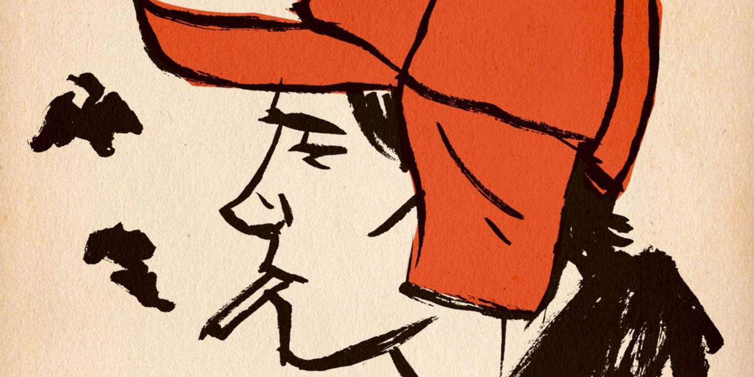 An image of Holden Caulfield wearing his red hat in A Catcher in The Rye