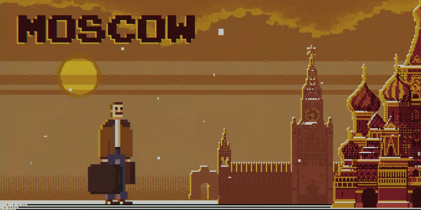 Cartão de título animado de Moscou do filme Tetris