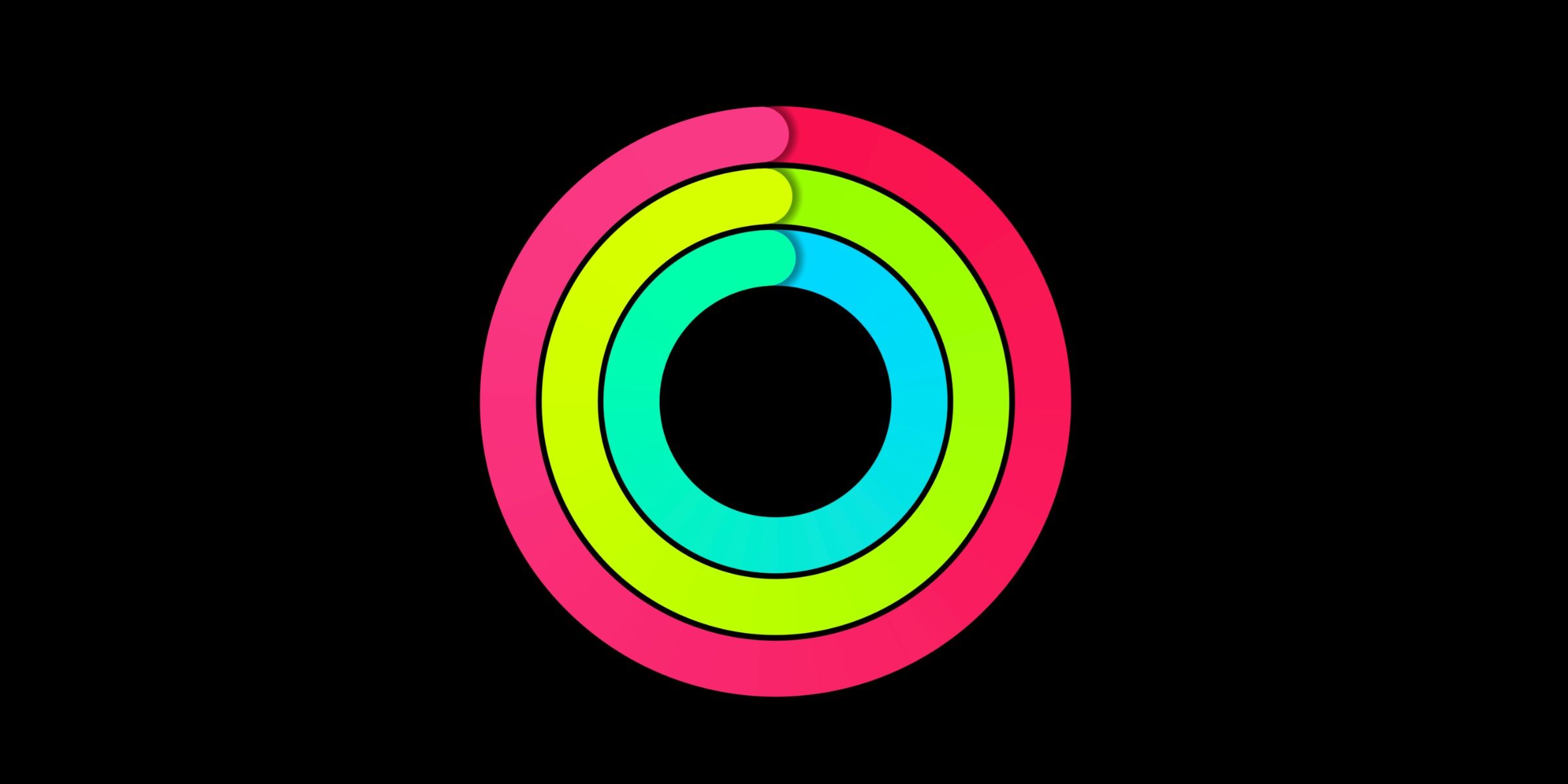 Apple's colored Activity Rings against a black background.