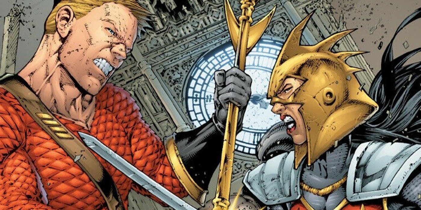 aquaman and wonder woman fighting in the flashpoint storyline in dc comics