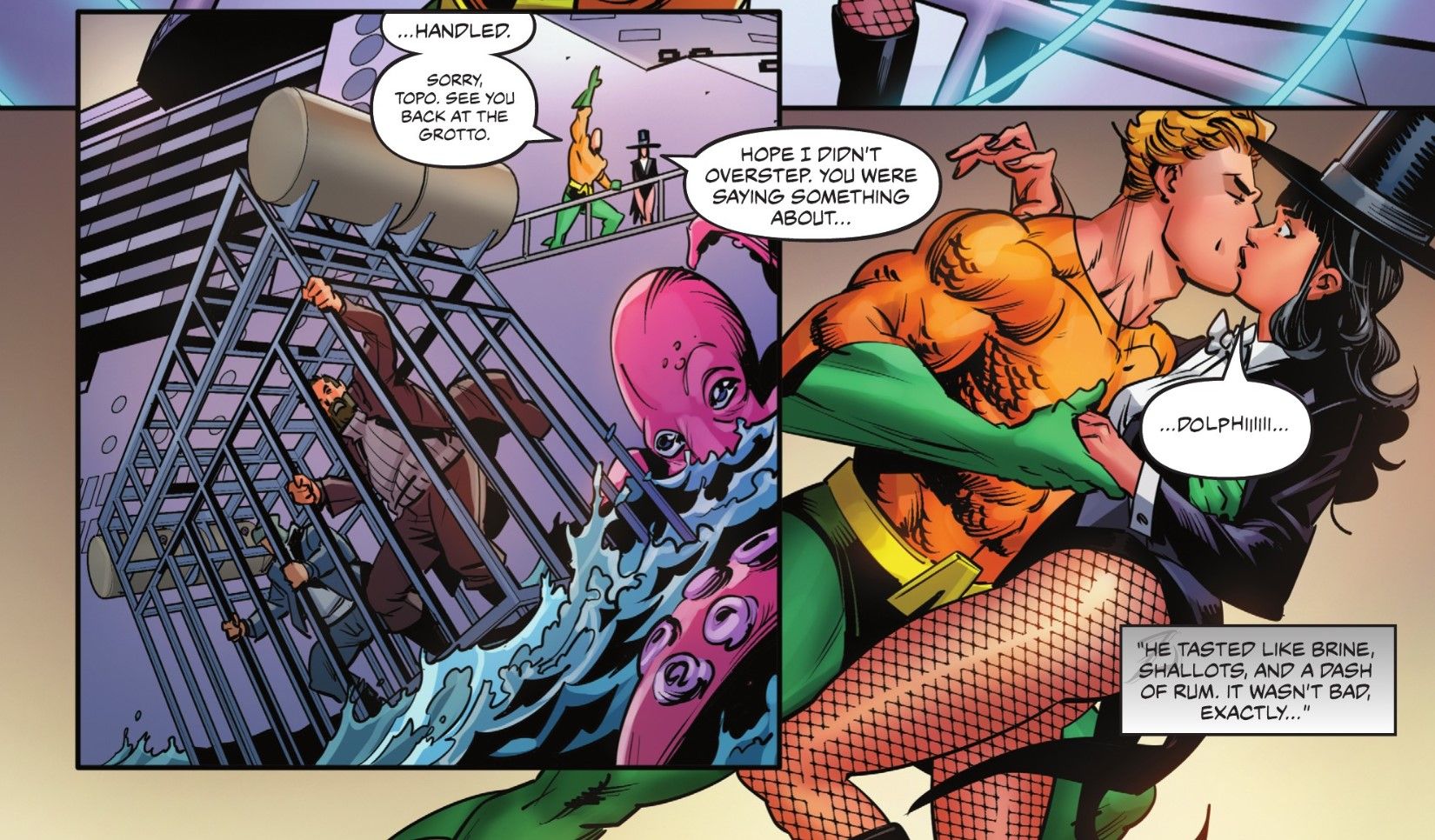Aquaman Kisses Zatanna DC Comics