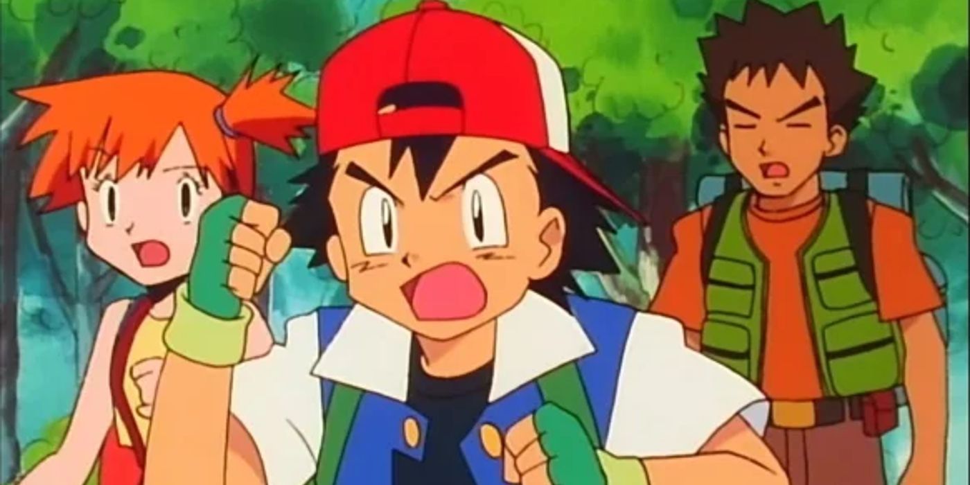 Ash, Brock, and Misty from Pokémon.