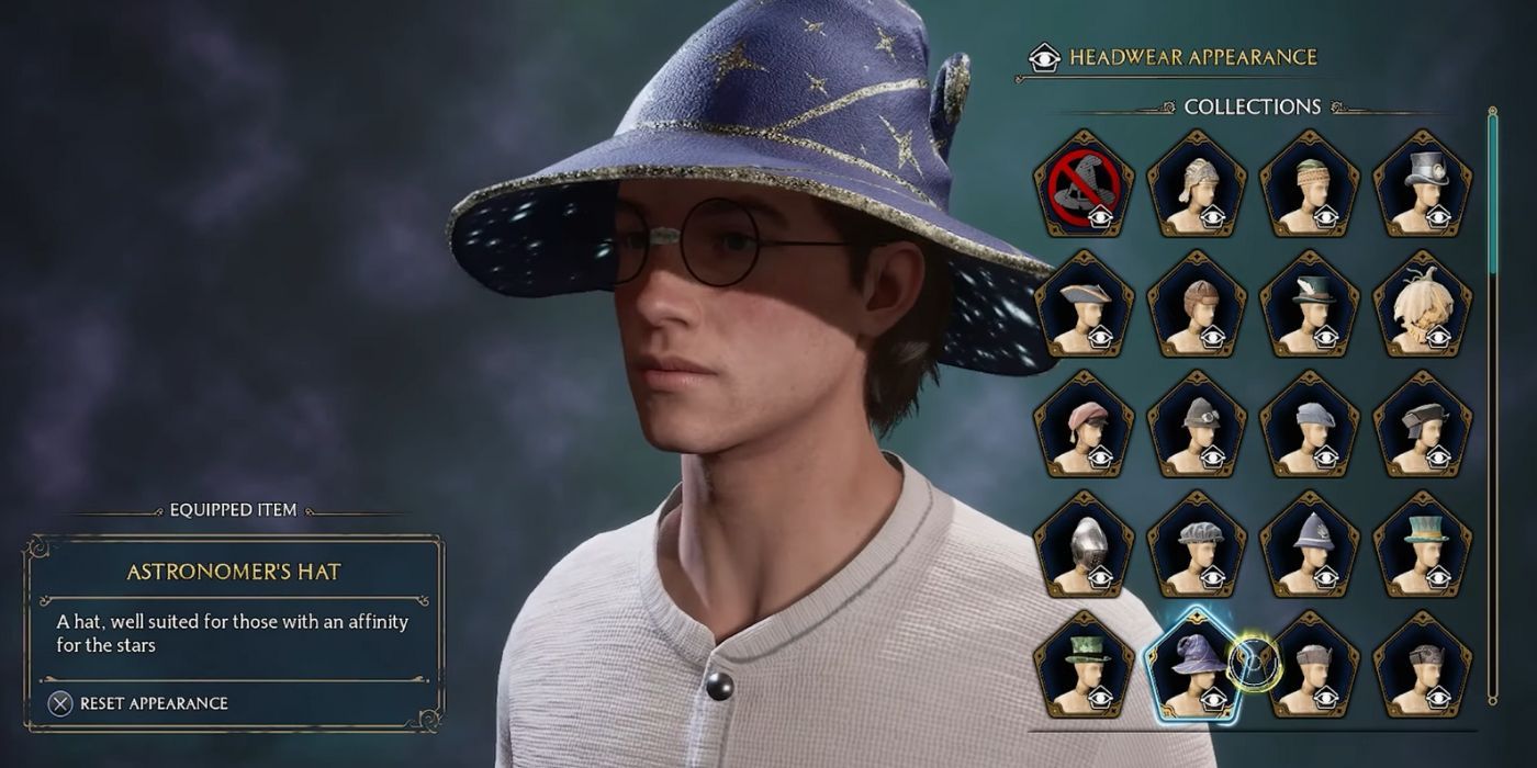 A male-presenting student wearing the Astronomer's Hat in Hogwarts Legacy