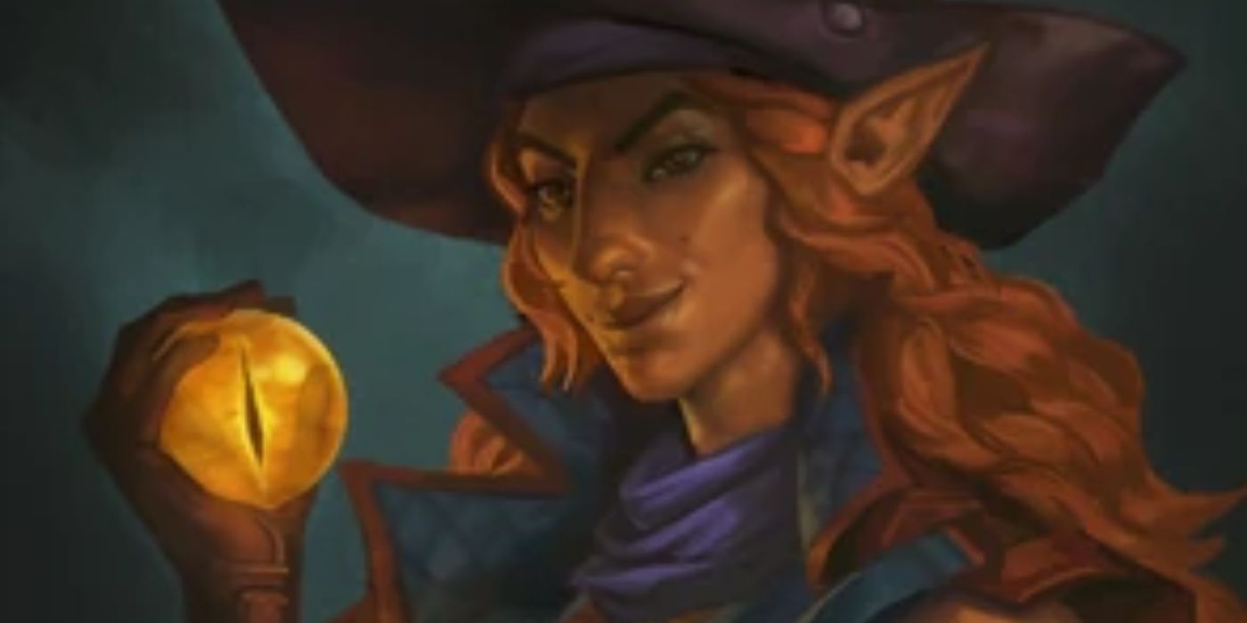 Avantika de Critical Role sosteniendo el ojo representando a Uk'otoa