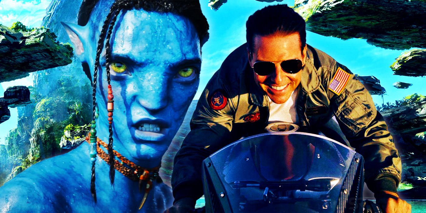 Imagen personalizada de Lo'ak de Avatar 2 gruñendo mientras Maverick de Top Gun Maverick sonríe en una motocicleta