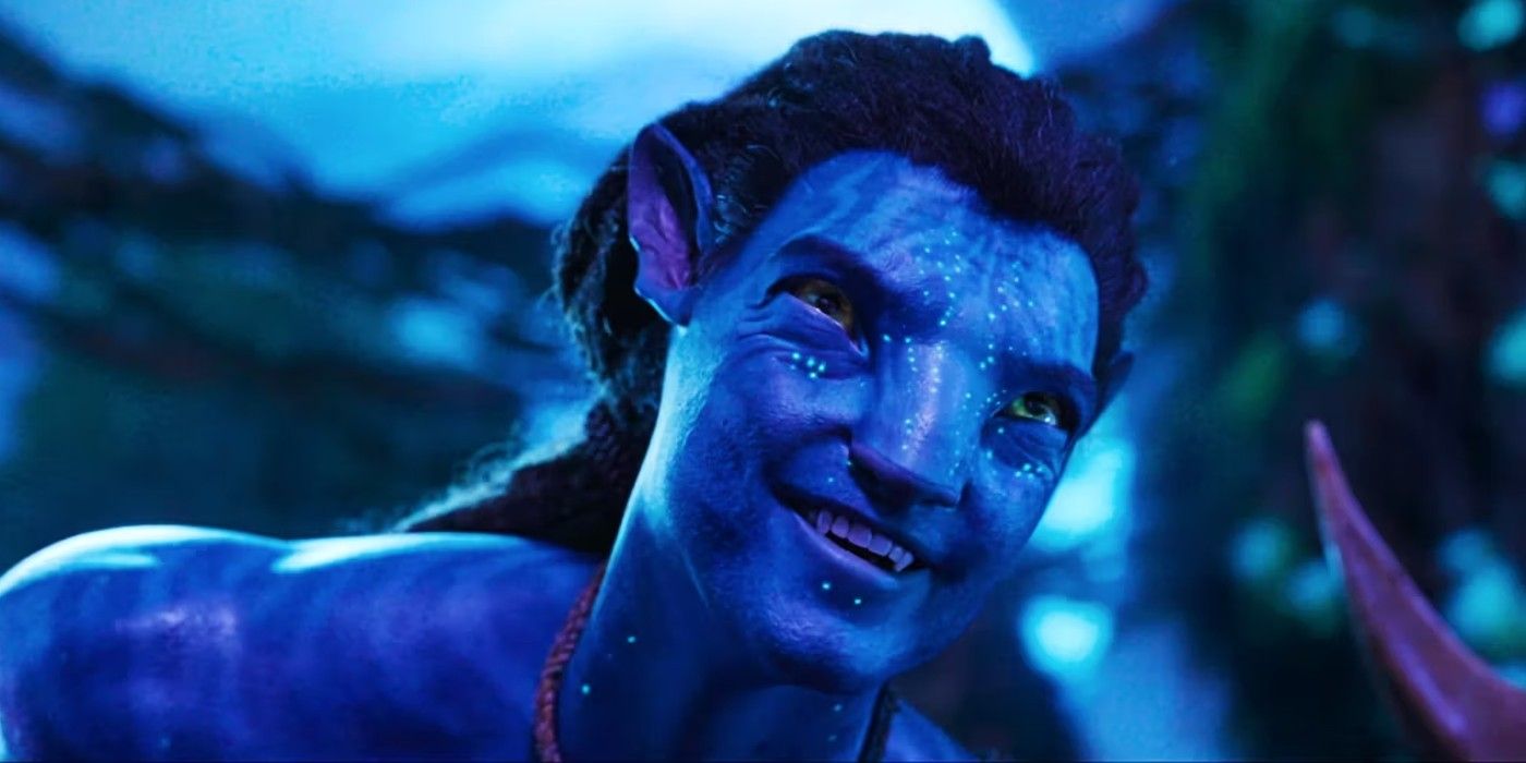 Jake Sully grins in Avatar: The Way of Water