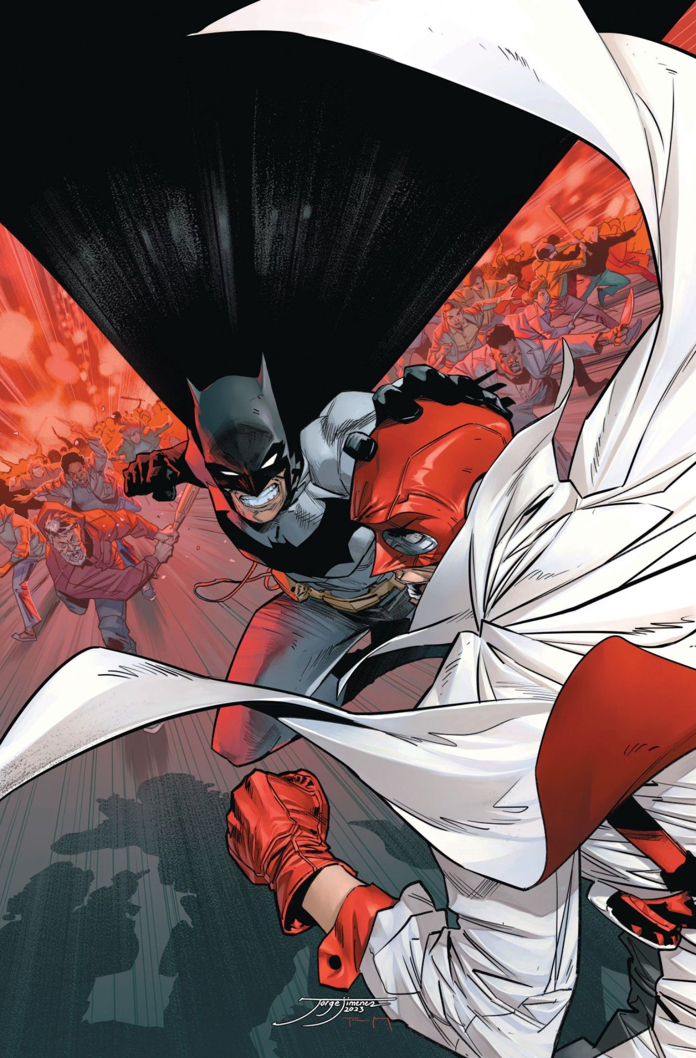 Batman about to Punch Red Mask Main Cover