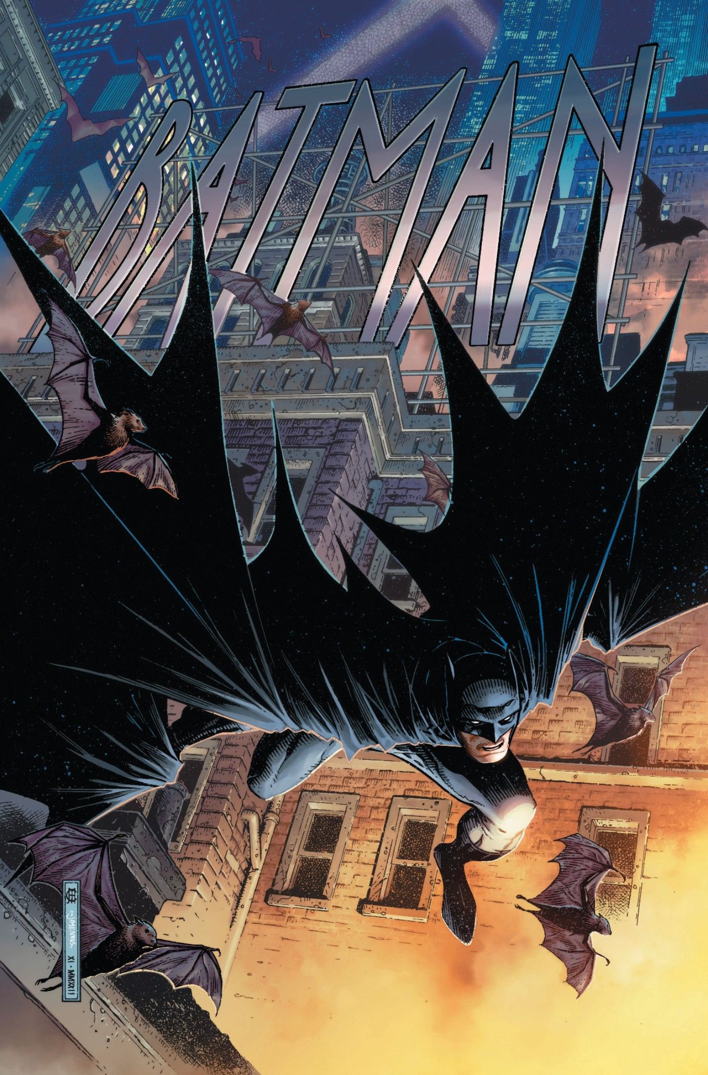 Batman Leaping in Front of a Batman Billboard Jim Cheung Variant Cover